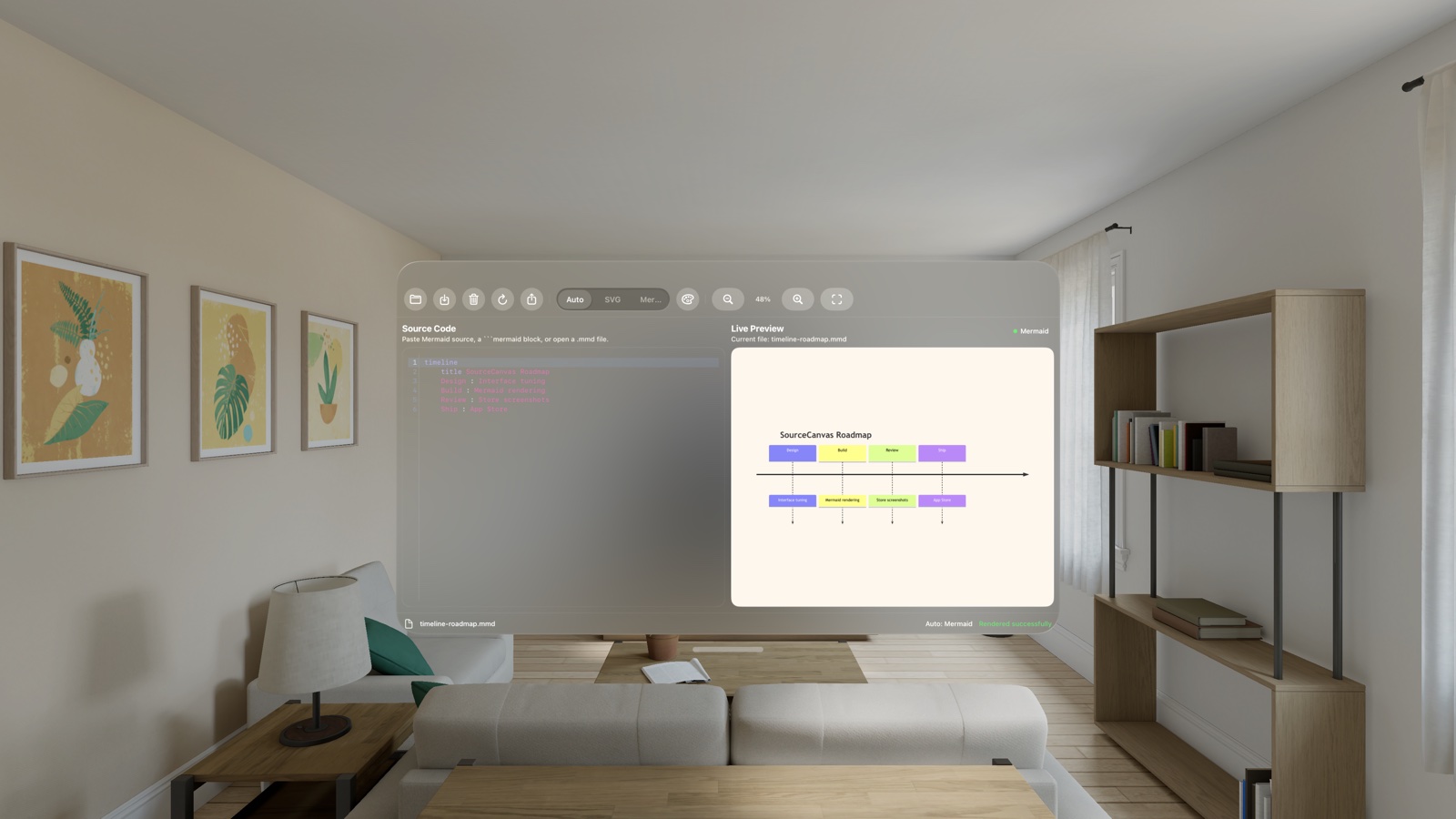 SourceCanvas Apple Vision Pro 版预览截图